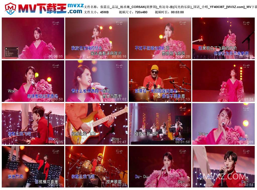 张震岳_品冠_杨丞琳_CORSAK(胡梦周)_焦迈奇-驰(闪光的乐队)_国语_合唱_YF400387